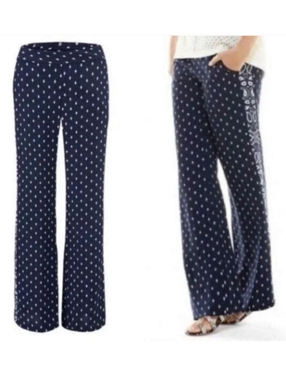 Cabi Track Star Bandana Paisley Pants Women’s Size 12 Wide Leg Americana 5176